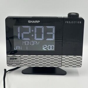 SHARP SPC543 Alarm Time Display Time Projection w 2Amp USB Charger Port Calendar
